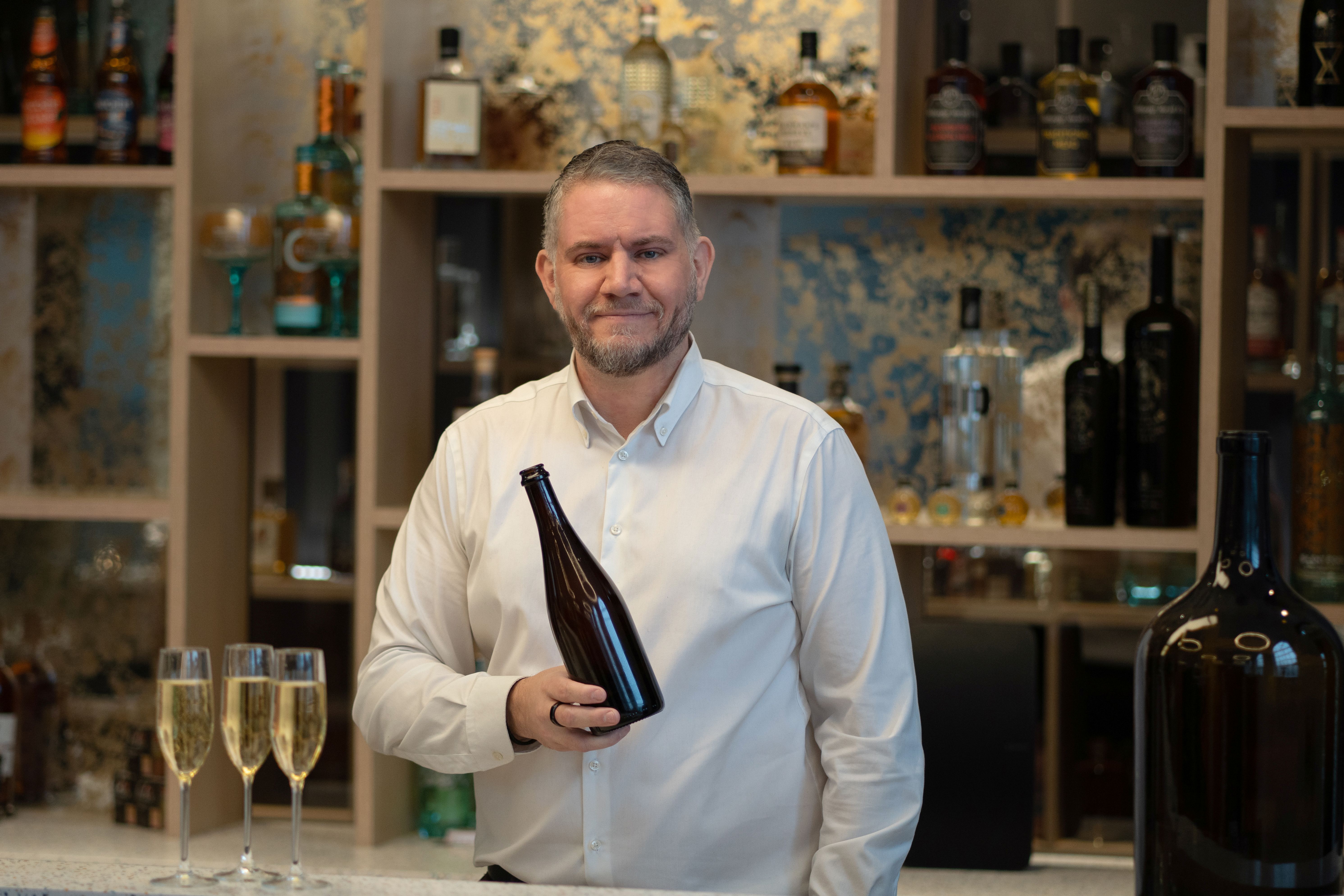 First ever British sparkling wine bottle